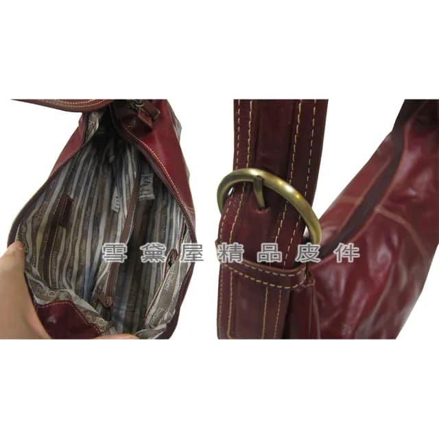 【SNOW.bagshop】情人節禮物 真皮 水餃包肩背包中容量(真皮包包 主袋內二隔層二拉鍊暗袋復古設計100%進口牛