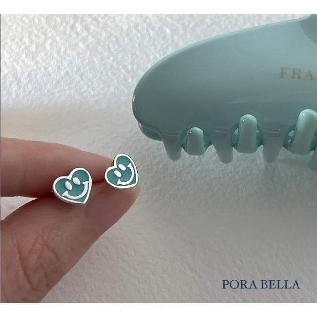 【Porabella】925純銀愛心笑臉耳環 愛心耳釘 愛心耳釘 告白 姊妹 生日禮物 送女友 Eearrings