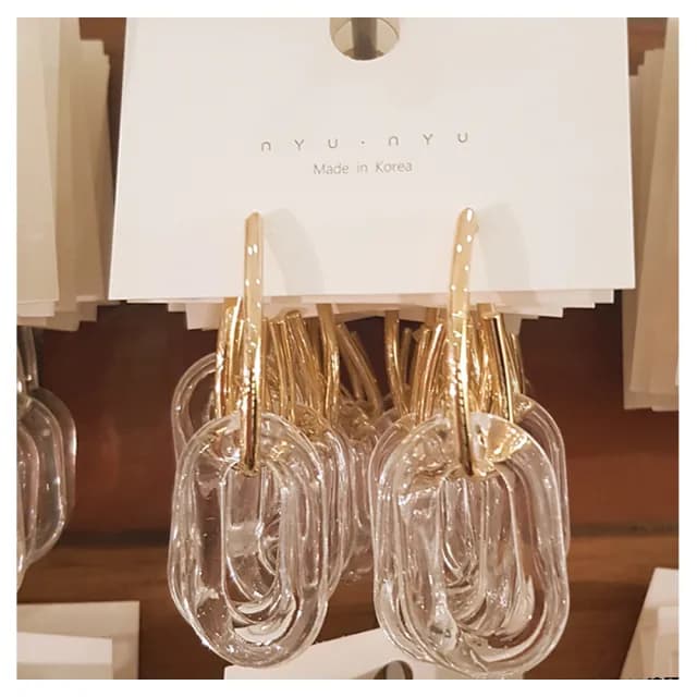 【BBHONEY】韓國飾品 勾壓克力金屬 個性耳環 時尚造型搭配耳飾(韓國東大門飾品)