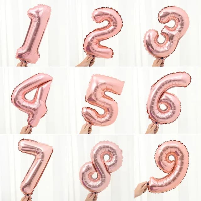 16吋浪漫玫瑰金數字鋁模氣球1個(生日派對 求婚告白 畢業跨年 週年紀念 寶寶周歲 布置)