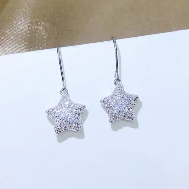 【Umi】韓式東大門925純銀針閃耀幸運流星奢華時尚優雅百搭銀耳環(微鑲鑽韓劇純色耳釘針扣265)