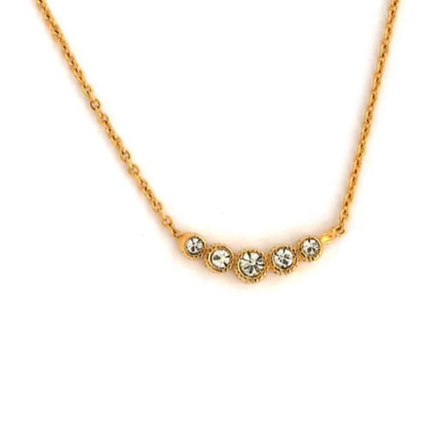 【日本MELODY ACCESSORY】日本製典雅浪漫奢華百搭日式輕珠寶淡金色U字微笑曲線微鑲鑽項鍊 附延長鏈(淡金色)