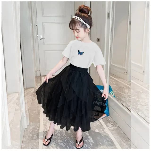 【小衣衫童裝】女童中長紗裙夏裝新款半身裙公主裙超仙不規則長裙(1120402)