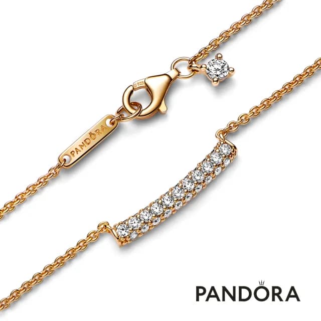 【Pandora 官方直營】Pandora Timeless 密鑲寶石飾條短項鏈-絕版品