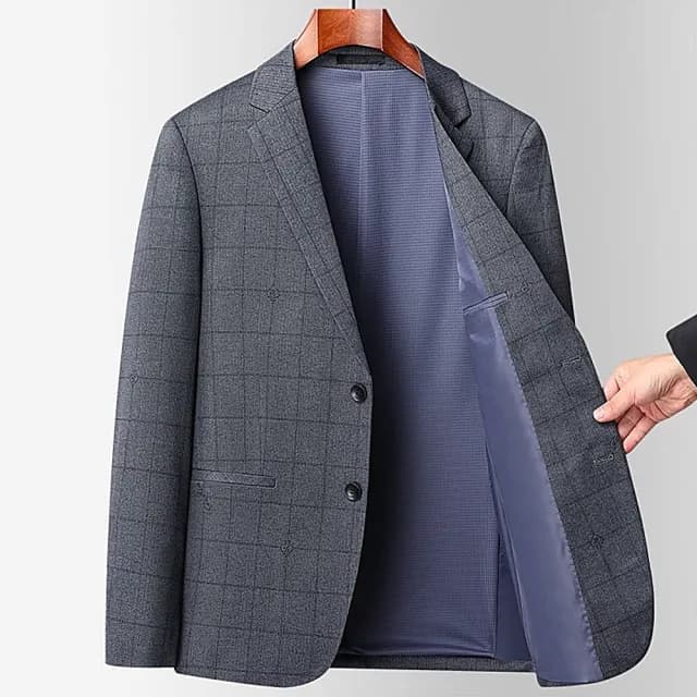 【米蘭精品】現貨+預購 西裝外套休閒西服(韓系雅痞格紋春秋男外套父親節禮物74eb21)