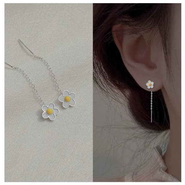 【HaNA 梨花】韓國甜甜妹．雞蛋小花耳線耳環(針式耳環 花朵耳飾 耳圈 耳釘 耳扣)