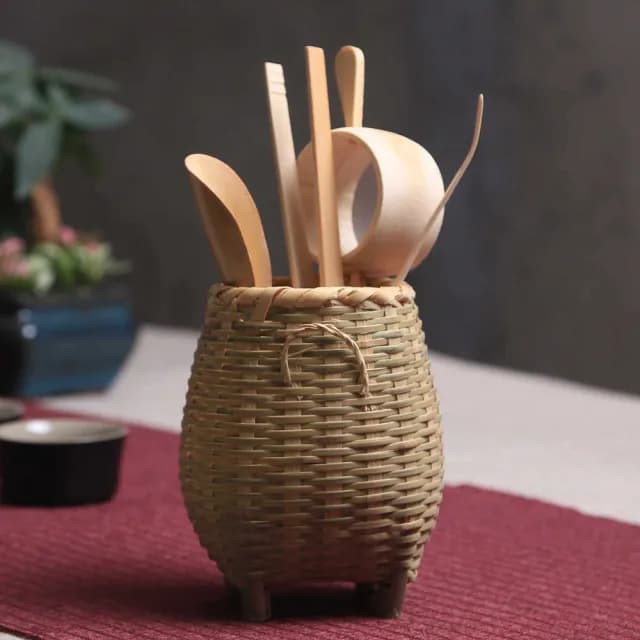【PUSH!】品茗喝茶具茶筒小竹簍筆筒天然環保原生態竹編茶具收納配件(收納筒T35)