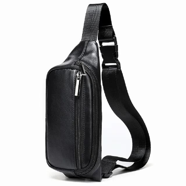 【米蘭精品】父親節禮物 真皮胸背包胸包真皮革側背包隨身男包包(戶外男士斜背防水腰包74es5)