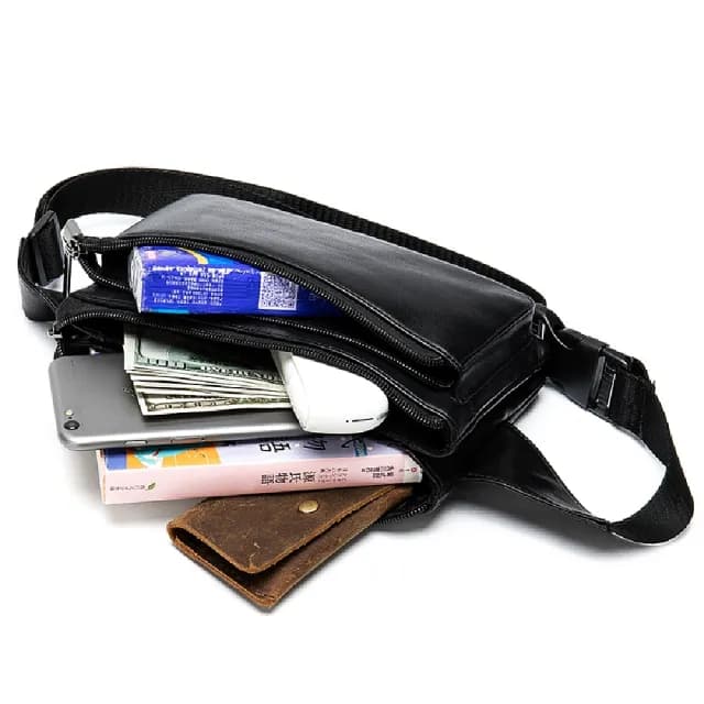 【米蘭精品】父親節禮物 真皮胸背包胸包真皮革側背包隨身男包包(復古男士羊皮胸背腰包74es8)