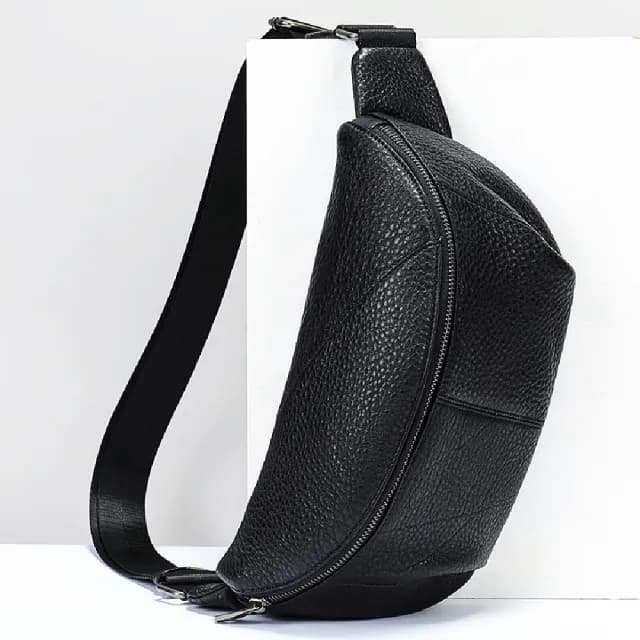 【米蘭精品】父親節禮物 真皮胸背包胸包真皮革側背包隨身男包包(男士時尚真皮胸背斜背腰包74es31)