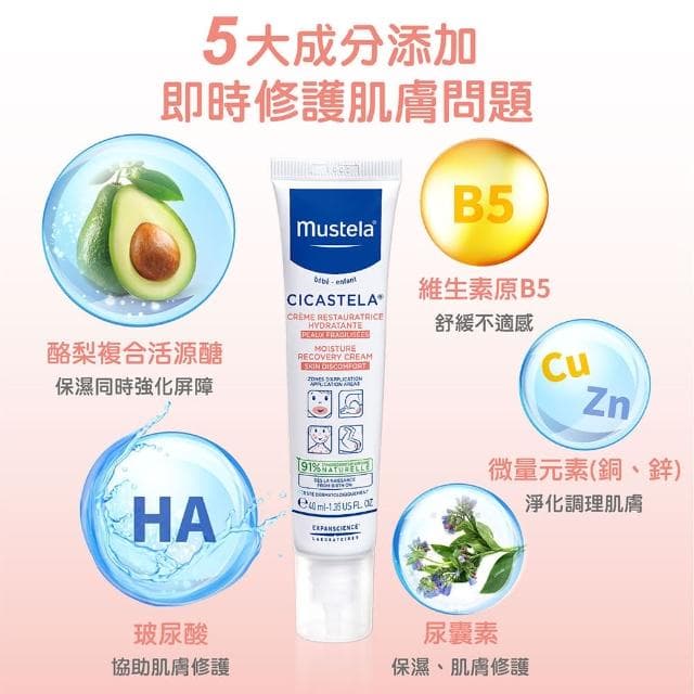 【Mustela 慕之恬廊】舒恬良 修護霜 40ml(Vit.B5 嬰兒界小護士 醫師好辣推薦)