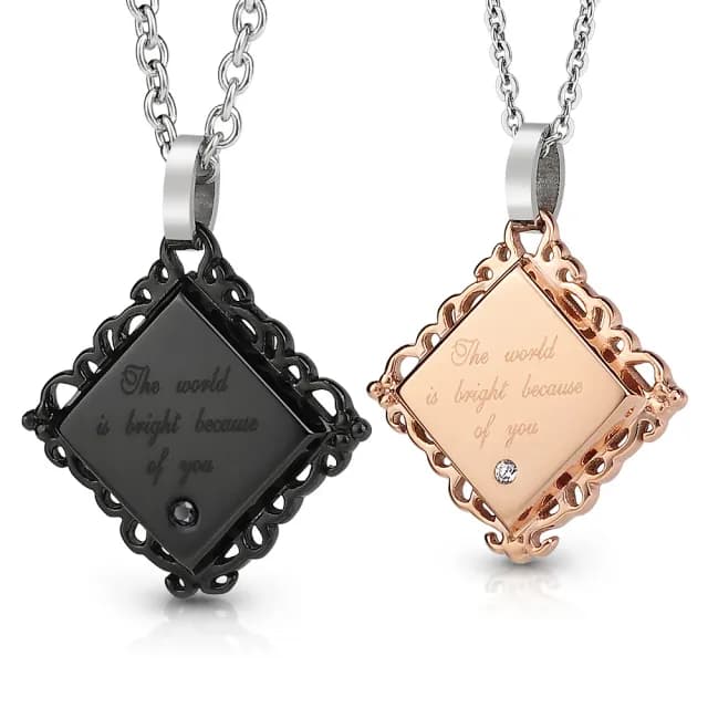 【GIUMKA】快速．項鍊．璀璨之戀．對鍊．黑/玫(情人節禮物)