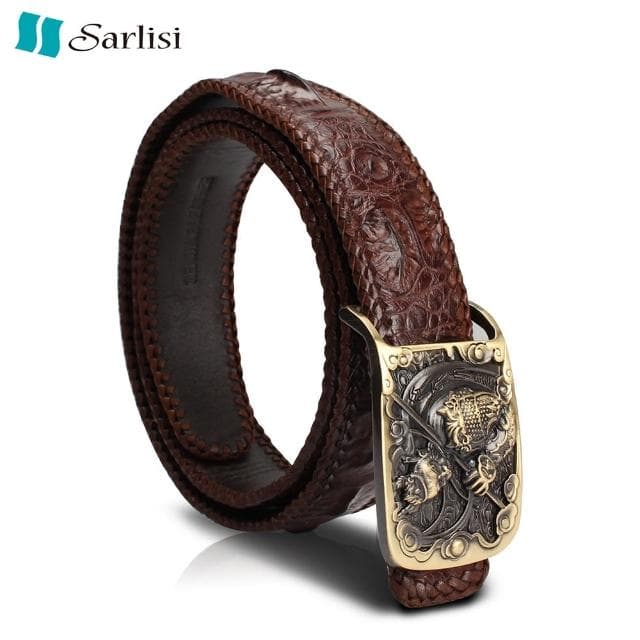 【Sarlisi】母親節禮物 【歷史最低價 買到賺到】母親節禮物 尊爵男士鱷魚皮皮帶腰帶單排骨編織皮帶campaig