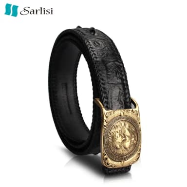 【Sarlisi】母親節禮物 【歷史最低價 買到賺到】母親節禮物 尊爵男士鱷魚皮皮帶單排骨編織腰帶
