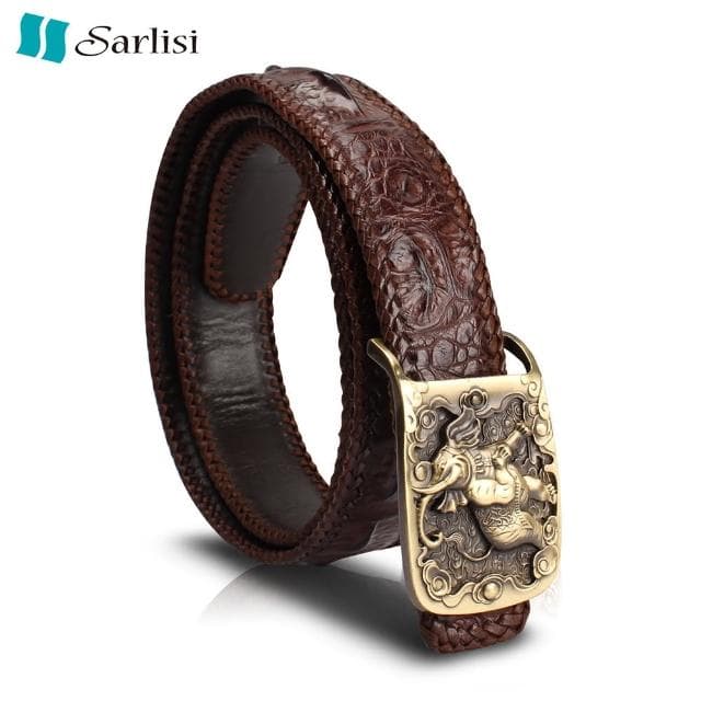 【Sarlisi】母親節禮物 【歷史最低價 買到賺到】母親節禮物 尊爵男士鱷魚皮皮帶單排骨編織腰帶