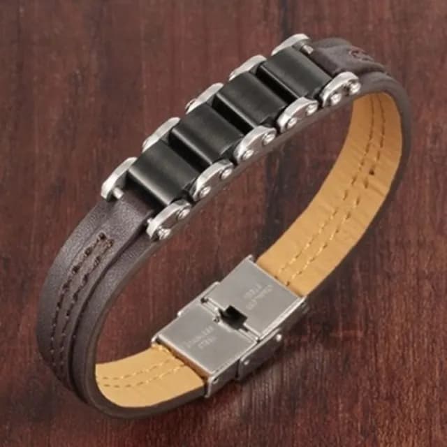 【米蘭精品】現貨+預購 皮革手環鈦鋼手鍊男飾品(流行時尚型男風格生日情人節聖誕節交換禮物73cq80)