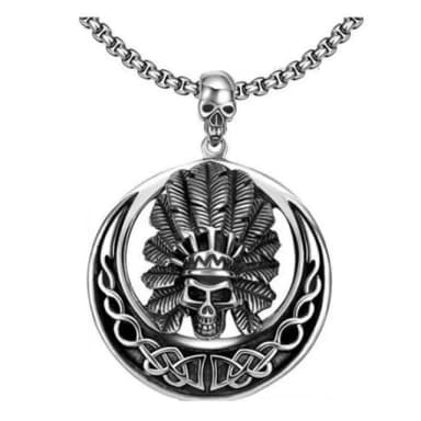 【米蘭精品】現貨+預購 鈦鋼項鍊吊墜(帥氣嘻哈圓形骷髏頭情人節生日聖誕節交換禮物男配件73cm105)