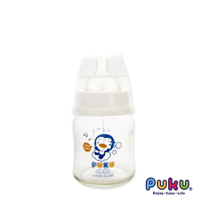【PUKU 藍色企鵝】實感寬口耐熱玻璃奶瓶-120ml
