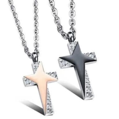 【米蘭精品】現貨+預購 鈦鋼項鍊鑲鑽吊墜(韓版情侶星星對鍊情人節生日聖誕節交換禮物男女配件73cm94)
