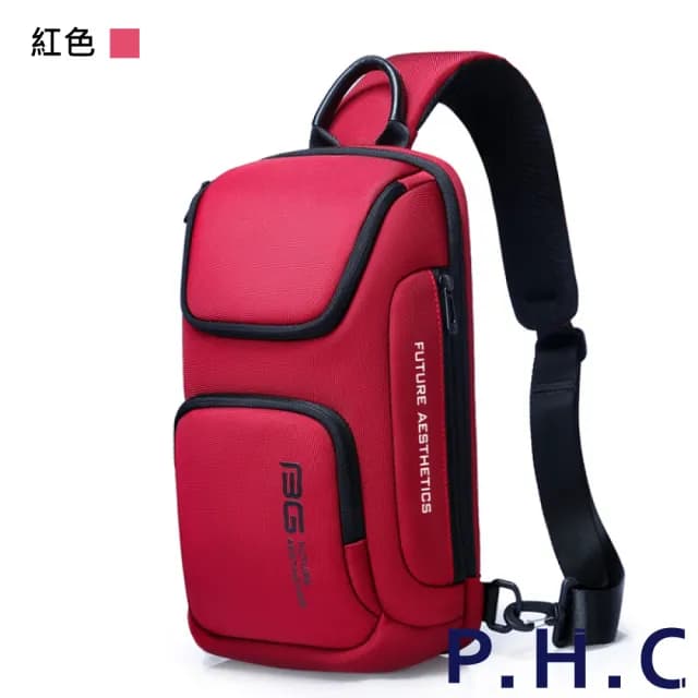 【PHC】情人節禮物 戶外情侶款防水包 斜背胸包(現+預 黑色／軍綠色／灰色／紅色／藍色)