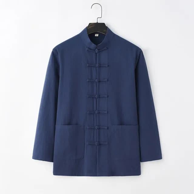 【巴黎精品】父親節禮物 新中式 唐裝漢服上衣(中國風復古手工盤扣長袖男上衣7色a1bx52)