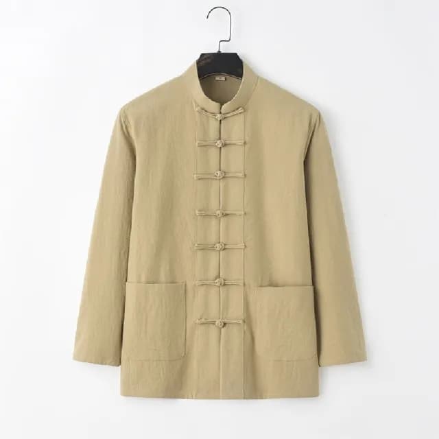 【巴黎精品】父親節禮物 新中式 唐裝漢服上衣(中國風復古手工盤扣長袖男上衣7色a1bx52)