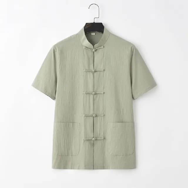 【巴黎精品】父親節禮物 新中式 唐裝漢服上衣(中國風復古棉麻薄款短袖男上衣6色a1bx51)