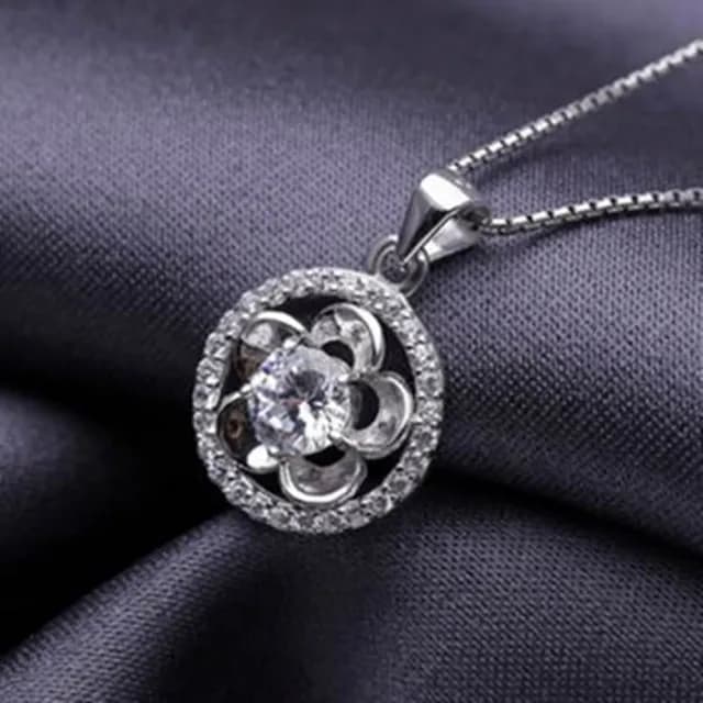 【米蘭精品】現貨+預購 花朵項鍊流行銀飾品(精緻童話百搭鑲鑽母親節生日情人節聖誕節交換禮物73v164)