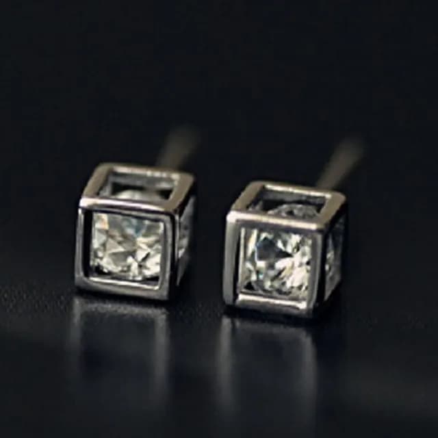 【米蘭精品】現貨+預購 耳環流行銀飾品鑲鑽耳飾(簡約正方形精選情人節生日禮物聖誕節交換禮物首選73ag108)