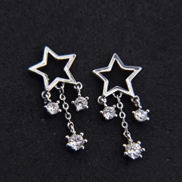 【米蘭精品】現貨+預購 耳環流行銀飾品鑲鑽耳飾(精美星星精選情人節生日禮物聖誕節交換禮物首選73ag95)