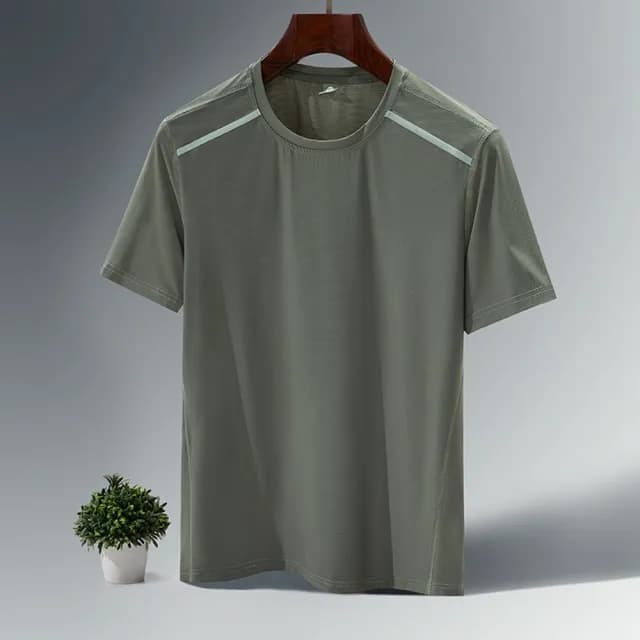 【米蘭精品】現貨+預購 冰絲T恤短袖上衣(健身速乾輕薄透氣男裝父親節禮物5色74ey11)