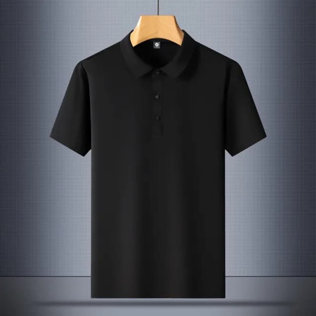 【米蘭精品】現貨+預購 冰絲POLO衫短袖上衣(無痕休閒高彈免燙男裝父親節禮物5色74ey31)