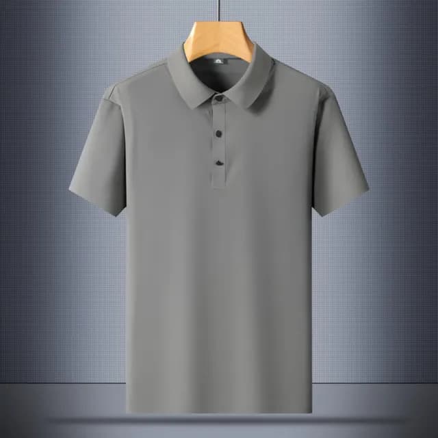 【米蘭精品】現貨+預購 冰絲POLO衫短袖上衣(無痕休閒高彈免燙男裝父親節禮物5色74ey31)