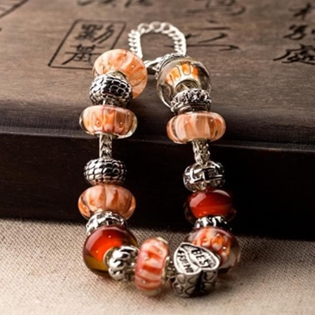 【米蘭精品】現貨+預購 串珠手鍊流行飾品(精緻紋路橘色系列母親節情人節生日聖誕節交換禮物73ay147)