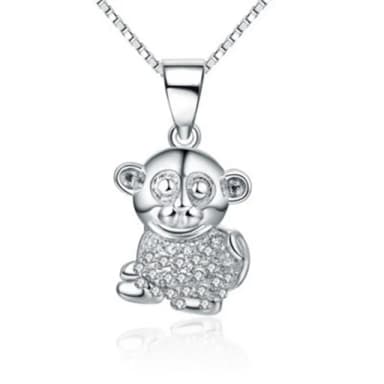 【米蘭精品】現貨+預購 項鍊鑲鑽流行銀飾品(精緻可愛小猴子母親節情人節生日聖誕節交換禮物73am75)