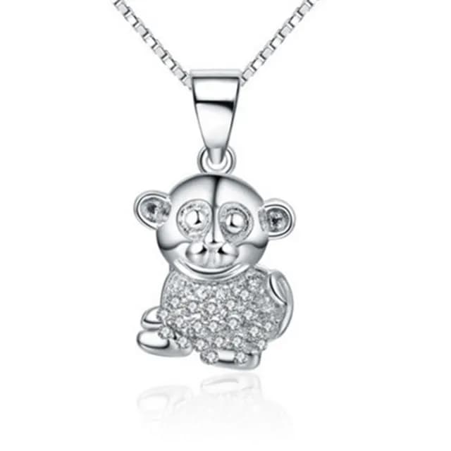 【米蘭精品】現貨+預購 項鍊鑲鑽流行銀飾品(精緻可愛小猴子母親節情人節生日聖誕節交換禮物73am75)