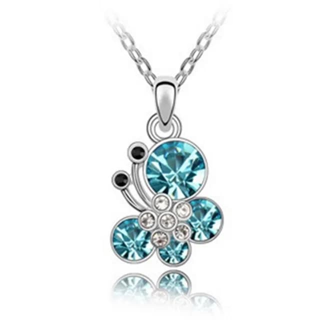 【米蘭精品】現貨+預購 項鍊水晶流行飾品(鑲鑽閃耀翩舞蝴蝶造型母親節情人節生日聖誕節交換禮物5色73aj71)