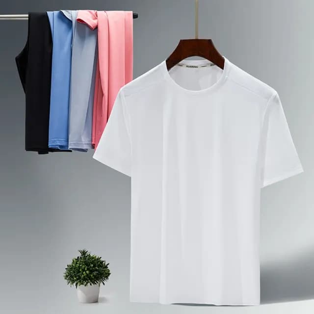 【米蘭精品】現貨出清 冰絲T恤短袖上衣(薄款速乾透氣寬鬆男裝父親節禮物5色74ey14)