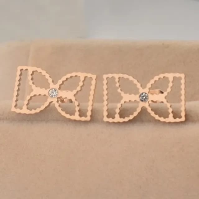 【米蘭精品】現貨+預購 玫瑰金鑲鑽耳環流行飾品(時尚鏤空蝴蝶結母親節生日情人節聖誕節交換禮物71at46)
