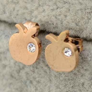 【米蘭精品】現貨+預購 玫瑰金鑲鑽耳環流行飾品(可愛小蘋果時尚母親節生日情人節聖誕節交換禮物71at62)