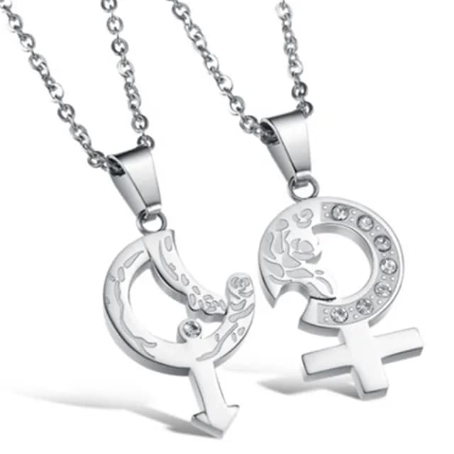【米蘭精品】現貨+預購 鈦鋼項鍊情侶對鍊飾品(時尚鑲鑽愛神之箭百搭七夕情人節生日禮物2色73cl63)