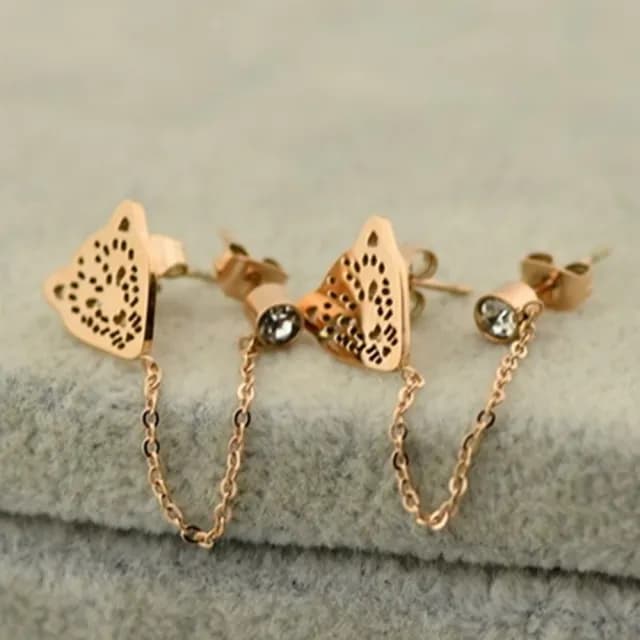 【米蘭精品】現貨+預購 玫瑰金鑲鑽耳環流行飾品(個性豹頭時尚母親節生日情人節聖誕節交換禮物71at40)