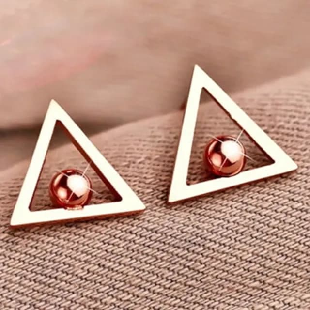 【米蘭精品】現貨+預購 玫瑰金耳環流行飾品(三角形圓珠時尚母親節生日情人節聖誕節交換禮物71at58)