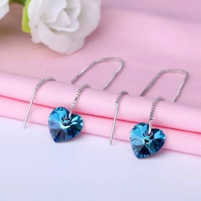 【米蘭精品】現貨+預購 耳環水晶流行銀飾品(海洋之心長款精選七夕情人節生日聖誕節交換禮物73ac74)