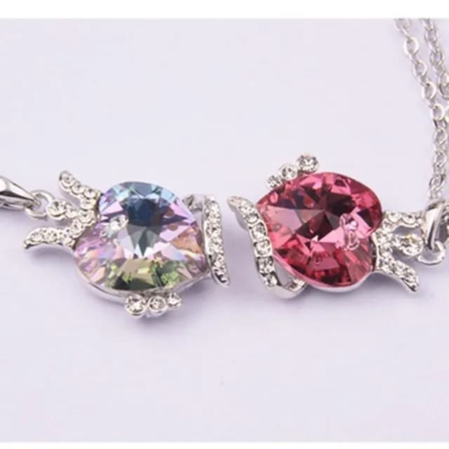 【米蘭精品】現貨+預購 項鍊水晶流行飾品(鑲鑽可愛公主風愛心母親節情人節生日聖誕節交換禮物8色73aj55)