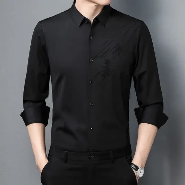 【米蘭精品】現貨+預購 襯衫長袖上衣(春秋翻領休閒寬鬆男裝父親節禮物4色74eq32)