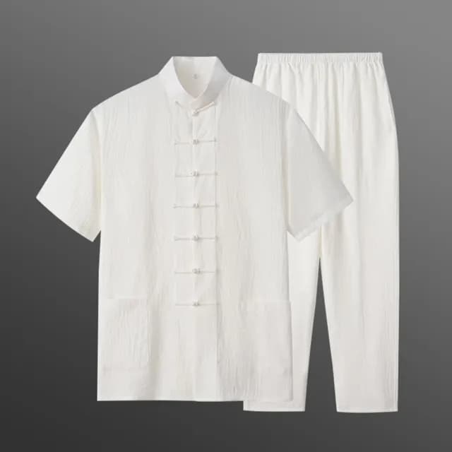 【巴黎精品】父親節禮物 新中式 唐裝漢服套裝兩件套(中國風薄款短袖復古長褲男套裝8色a1bx81)