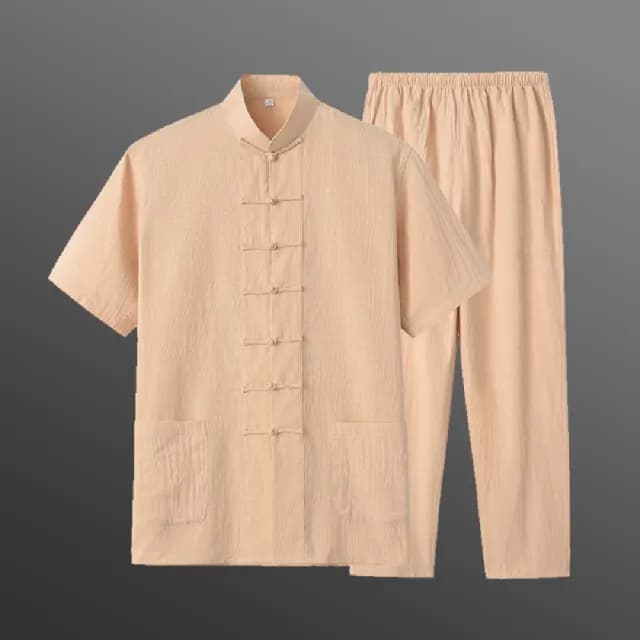 【巴黎精品】父親節禮物 新中式 唐裝漢服套裝兩件套(中國風薄款短袖復古長褲男套裝8色a1bx81)
