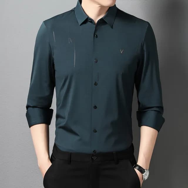 【米蘭精品】現貨+預購 襯衫長袖上衣(春秋無痕壓膠印花男裝父親節禮物4色74eq26)