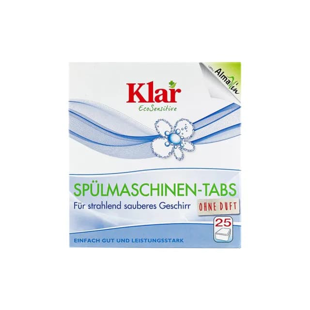 【德國Klar】無磷植萃酵素檸檬酸分解油污水垢洗碗機專用環保洗碗錠25錠/盒(獨立包裝 廚房餐具碗盤清潔劑)